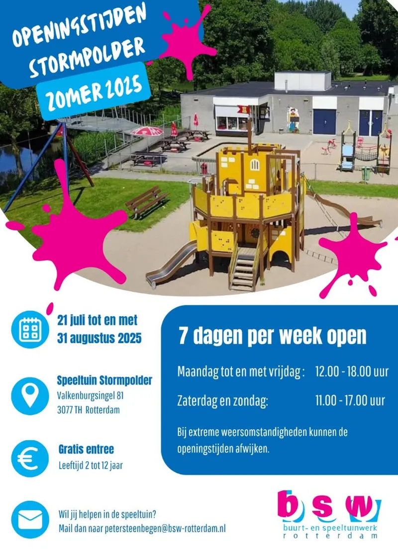 Openingstijden zomer 2025
